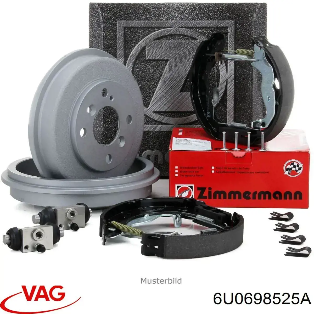Купить 6U0698525A VAG Задние барабанные тормозные колодки