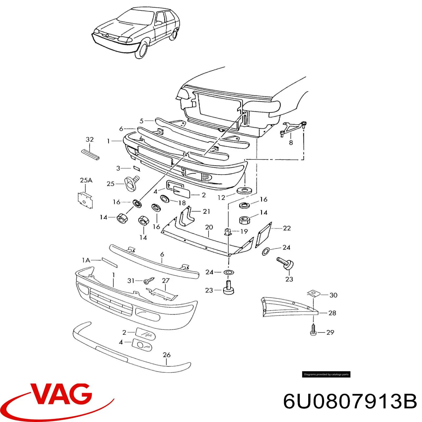 Reforçador do pára-choque dianteiro para Skoda Felicia I 791, 6U1