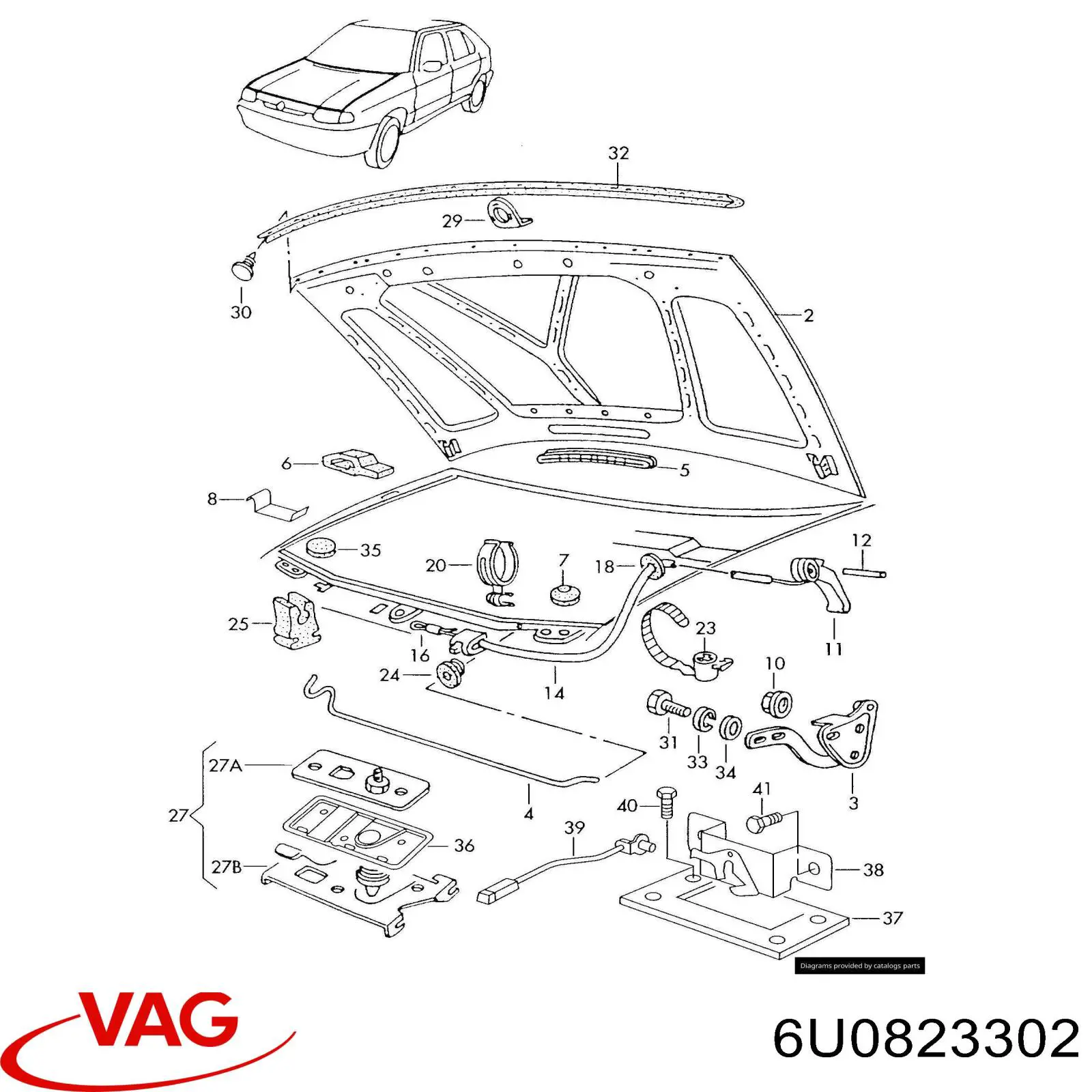 Петля капота, правая VAG 6U0823302 цена, от  