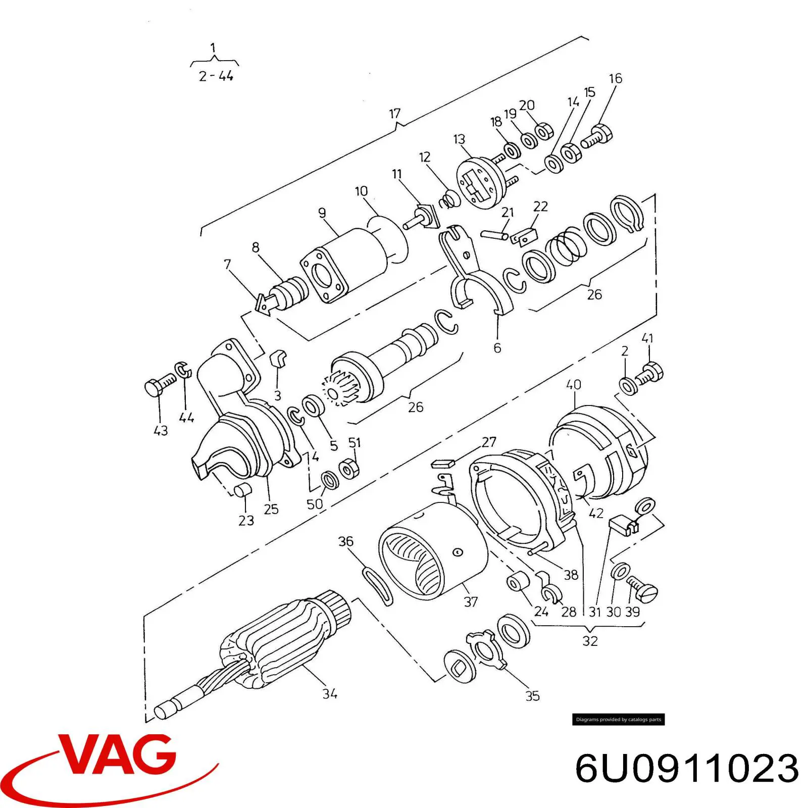 Стартер 6U0911023 VAG