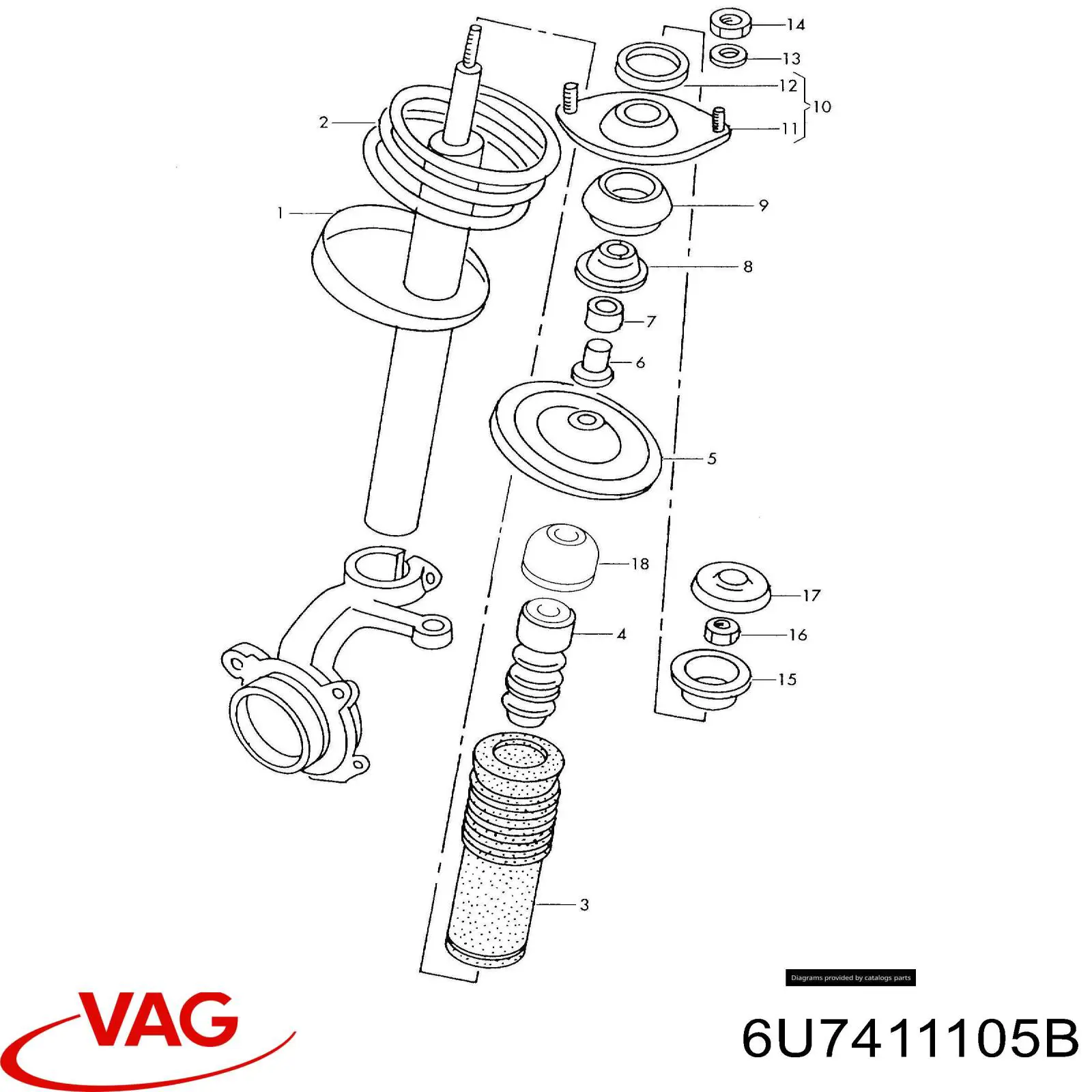 Пружина амортизатора передняя VAG 6U7411105B цена, от 32.39 USD