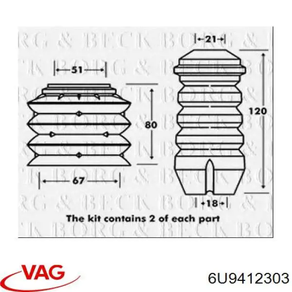 Буфер-отбойник амортизатора переднего VAG 6U9412303 цена, от 24.63 USD