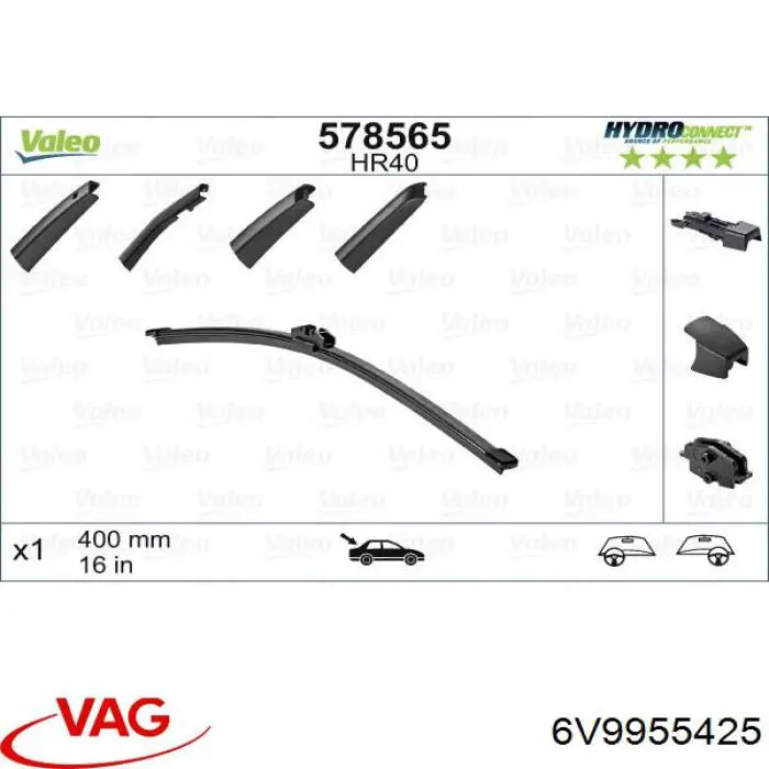 дворник заднего стекла VAG 6V9955425 цена, от 11.17 USD