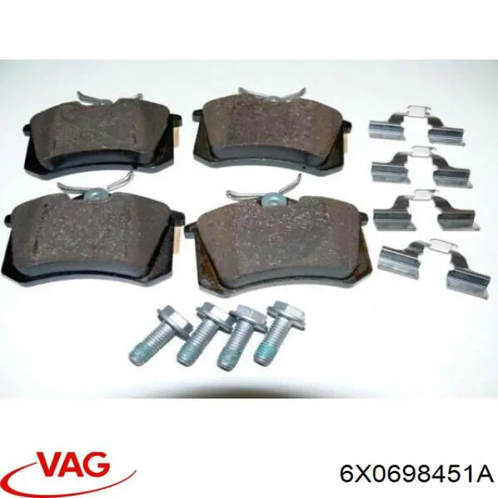 Задние тормозные колодки 6X0698451A VAG