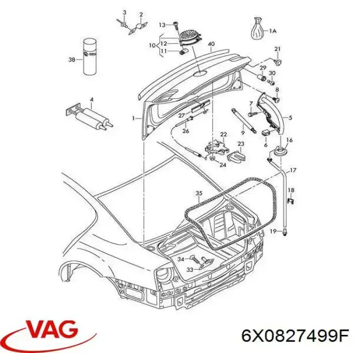 Asegurador puerta de maletero (furgoneta) 6X0827499F VAG