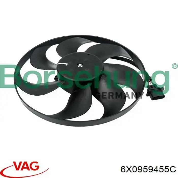 Купить 6X0959455C VAG Электровентилятор охлаждения в сборе (мотор+крыльчатка)