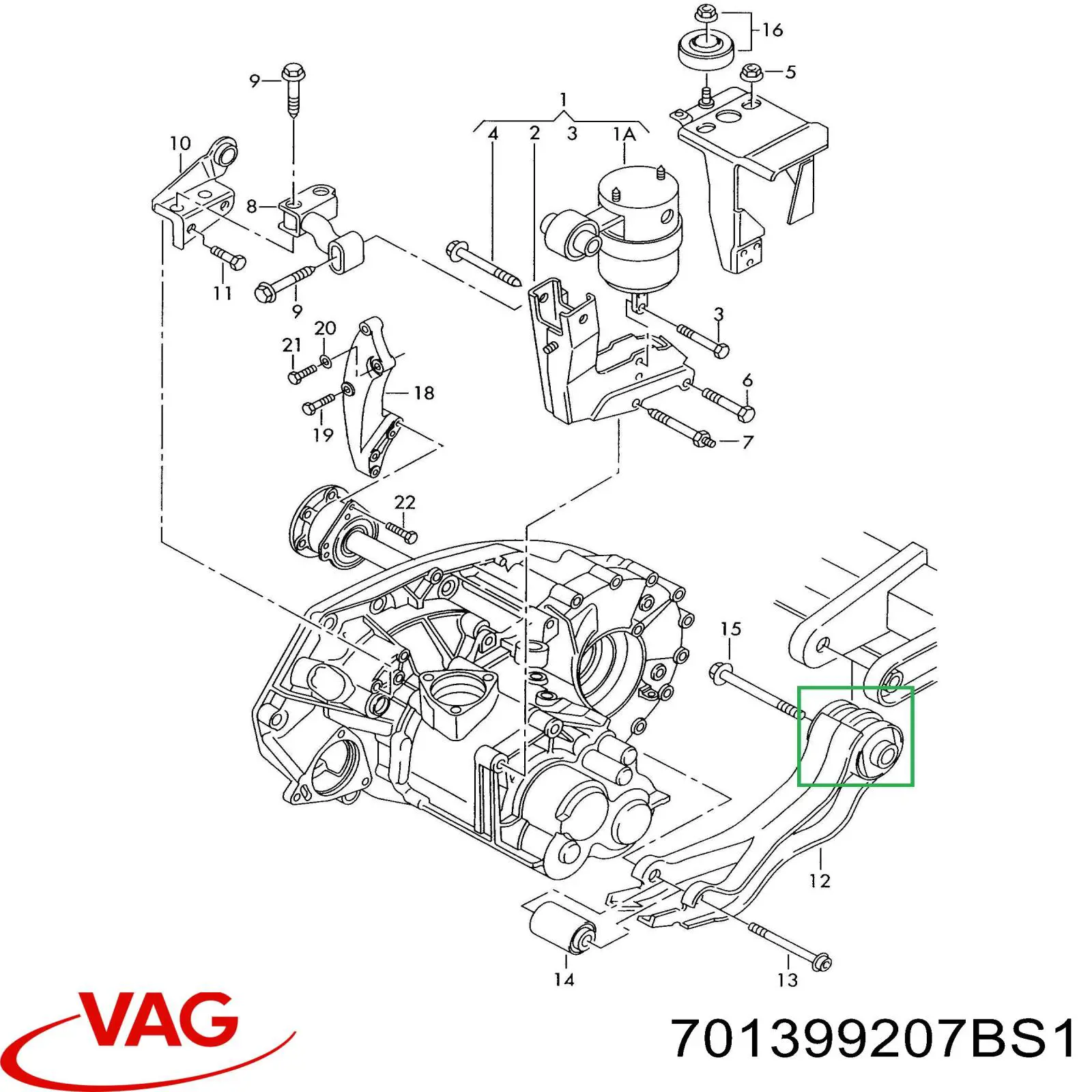 701399207BS1 VAG Подушка (опора) двигателя, задняя (сайлентблок)