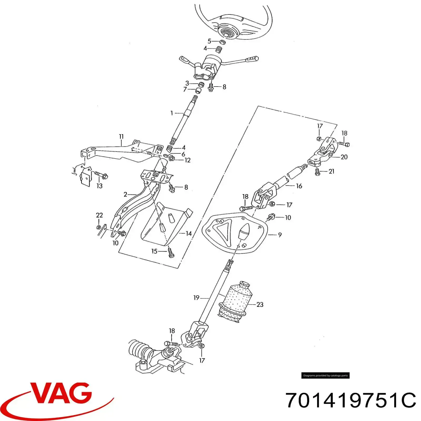 Вал рулевой колонки 701419751C VAG