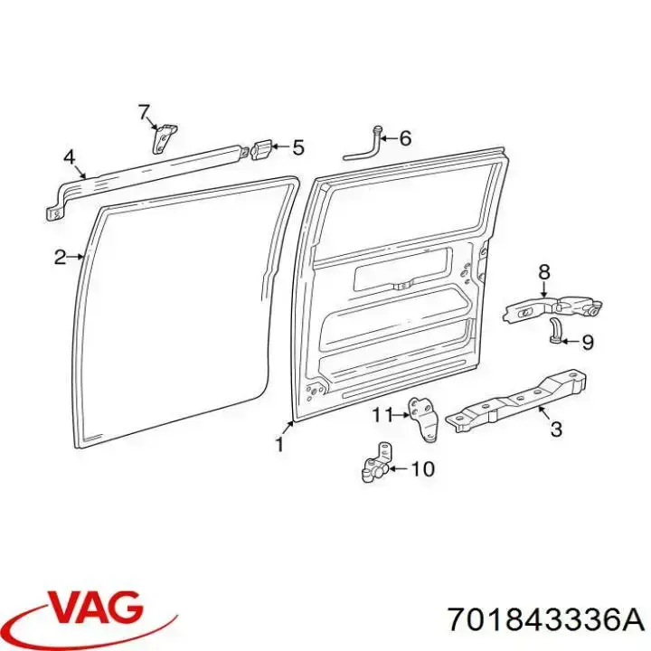 Купить 701843336A VAG Ролик двери боковой (сдвижной) правый центральный