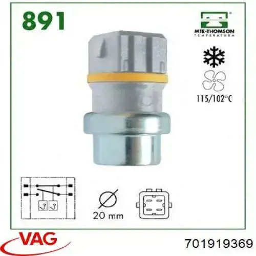Датчик температуры охлаждающей жидкости 701919369 VAG