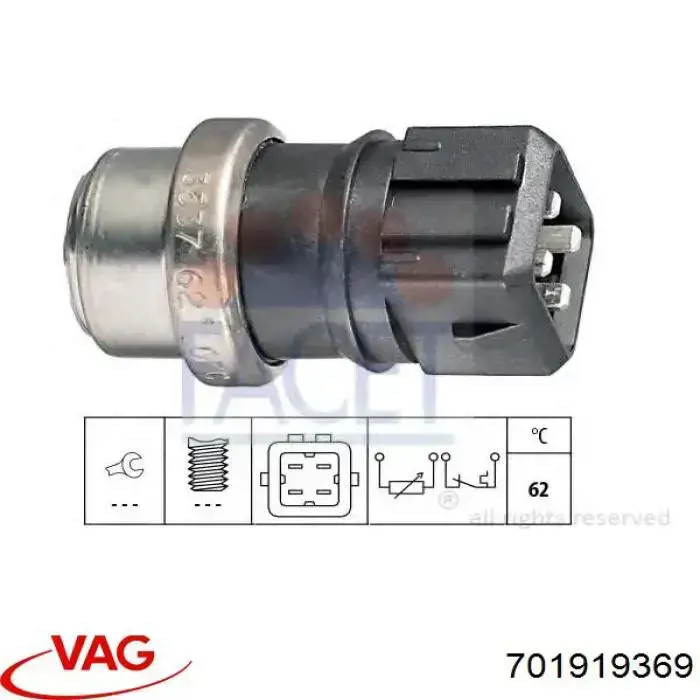 Датчик указателя температуры охлаждающей жидкости VAG 701919369 цена, от 14.17 USD
