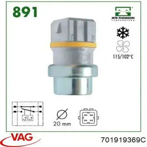Купить 701919369C VAG Термодатчик охлаждающей жидкости