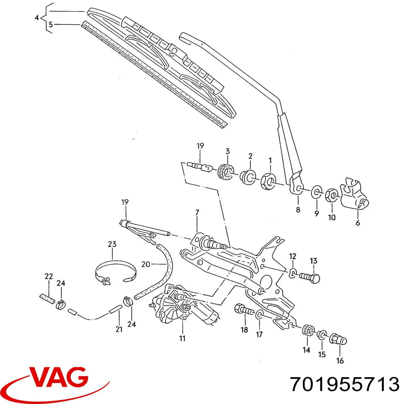 Стеклоочиститель двери задка VAG 701955713 цена, от 350.01 USD