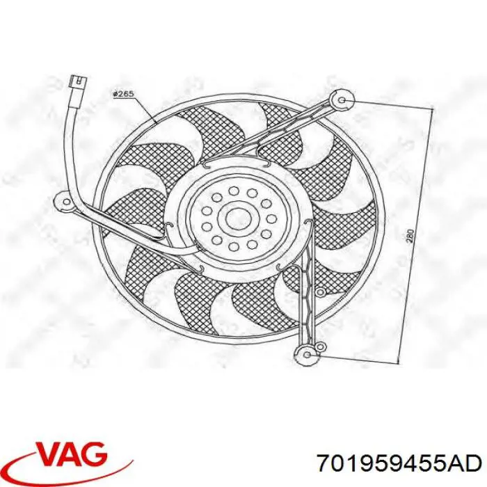 701959455AD VAG ventilador (roda de aletas do radiador de esfriamento)