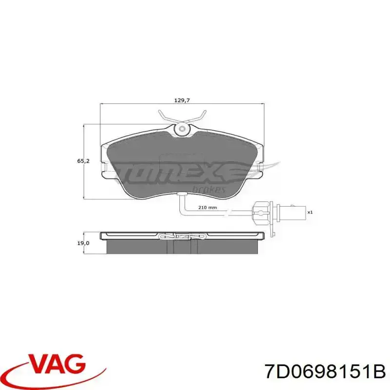 7D0698151B VAG Колодки передние