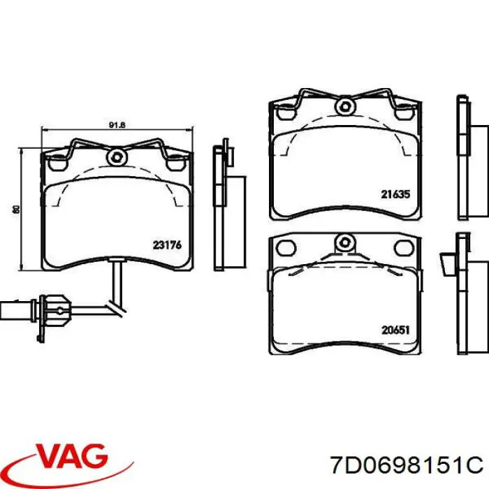 Колодки VAG 7D0698151C цена, от 16.75 USD