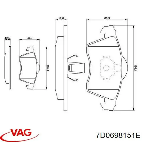 Передние тормозные колодки 7D0698151E VAG