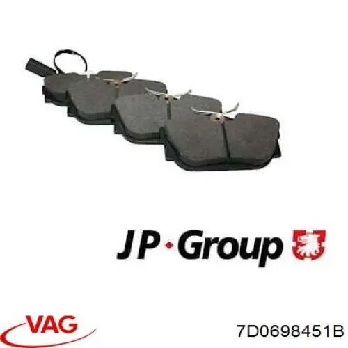 Купить 7D0698451B VAG Колодки тормозные задние, дисковые