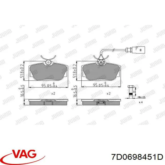 Колодки дисковые  VAG 7D0698451D цена, от 16.95 USD