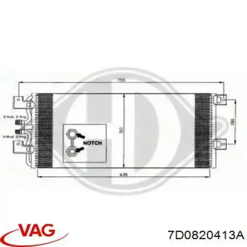 Конденсатор кондиционера VAG 7D0820413A цена, от 73.48 USD