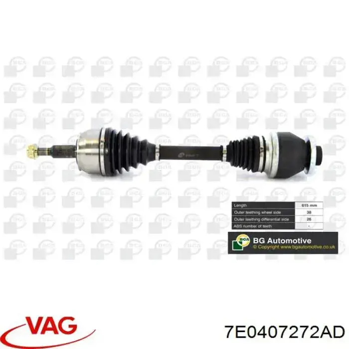 7E0407272AD VAG Полуось передняя, правая