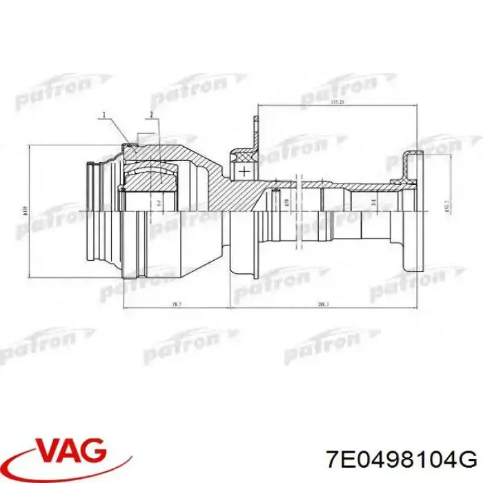 Шарнир привода внутренний VAG 7E0498104G цена, от 91.64 USD