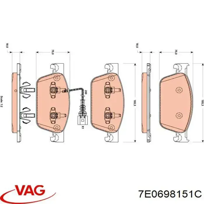 7E0698151C VAG Колодки передние