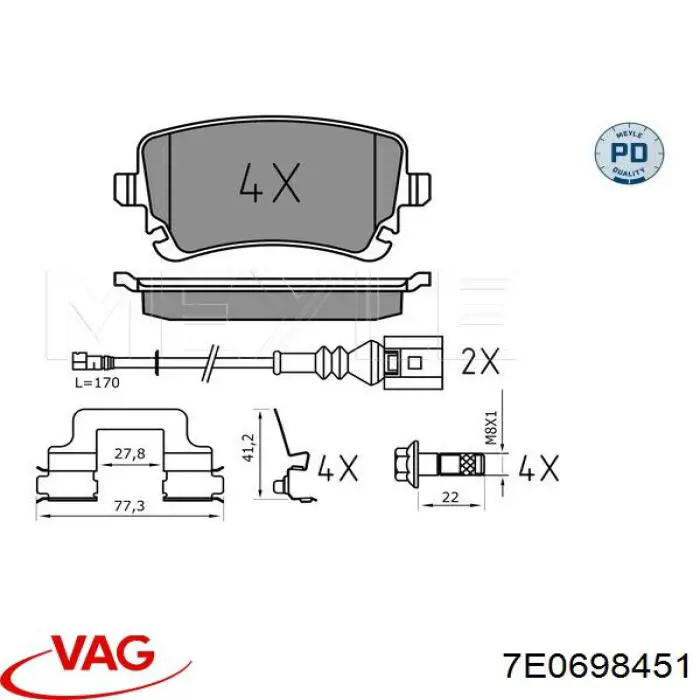 Задние дисковые колодки VAG 7E0698451