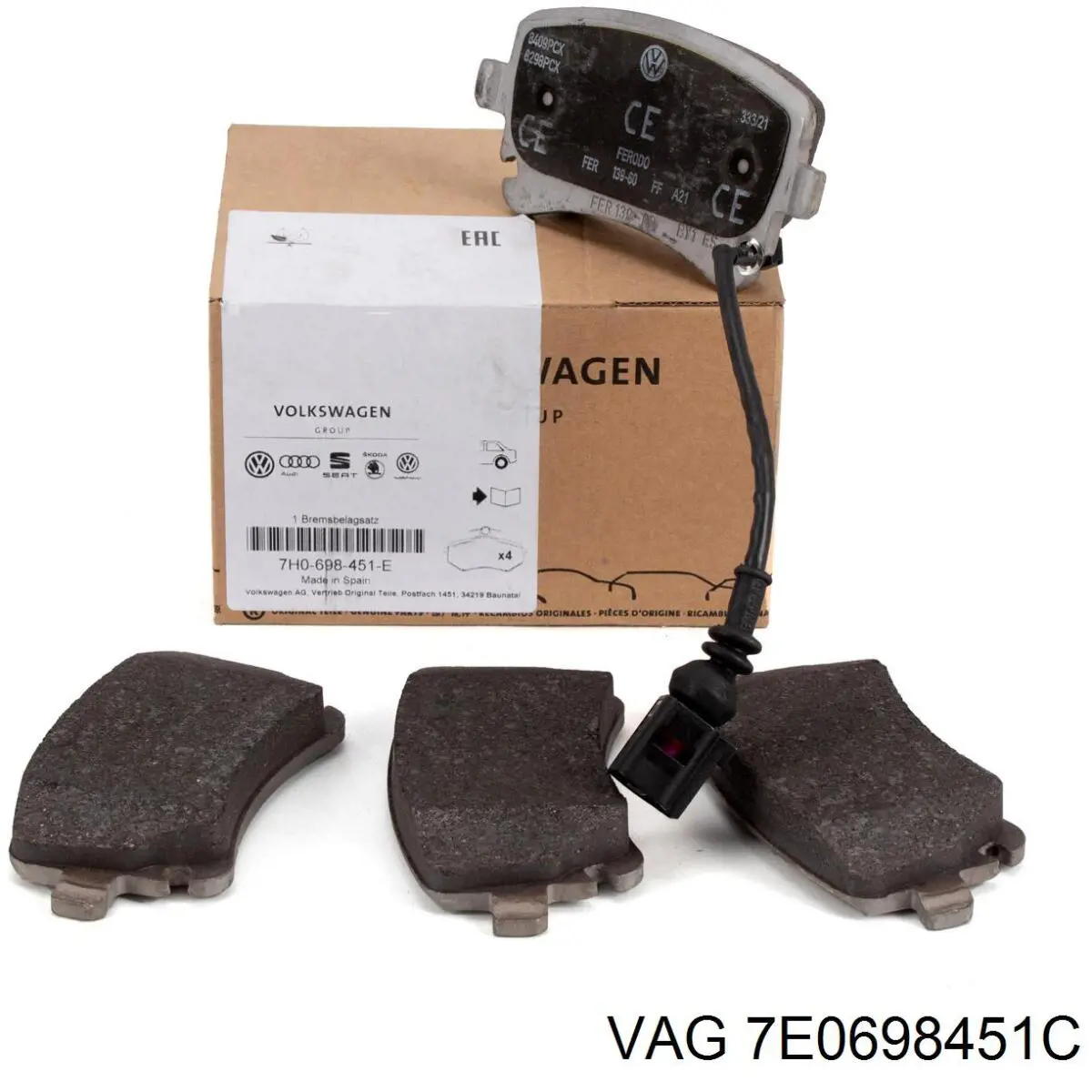 7E0698451C VAG Колодки тормозные дисковые комплект
