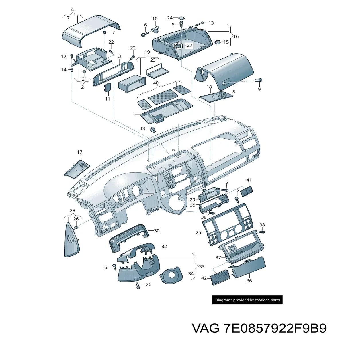 Отсек для очков VAG 7E0857922F9B9 цена, от 54.61 USD