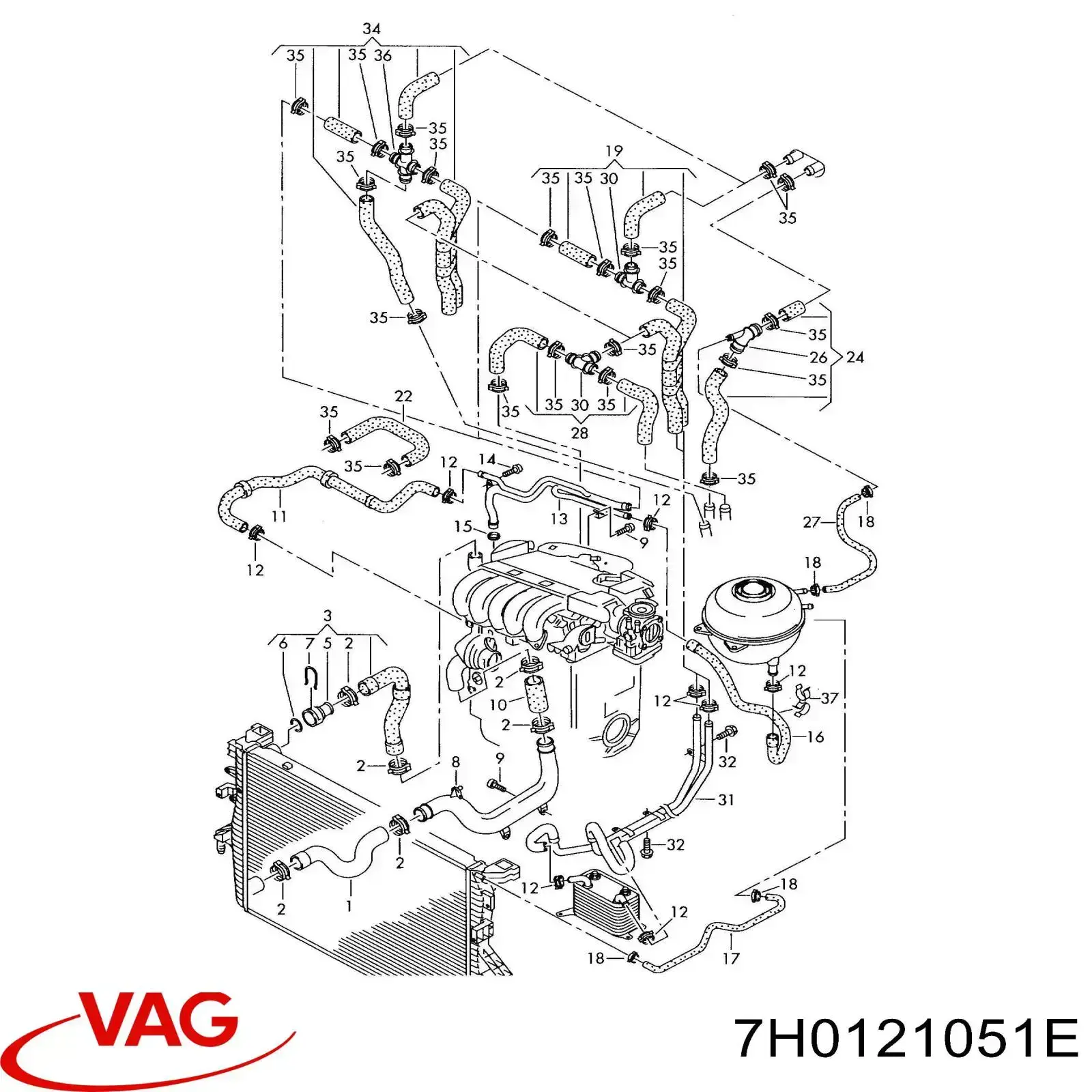 Шланг радиатора, нижний VAG 7H0121051E цена, от 3.32 USD