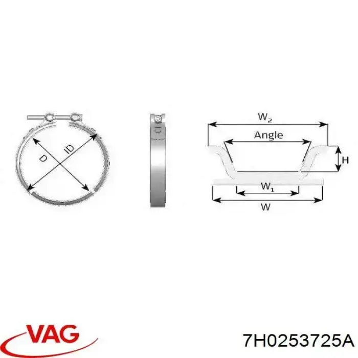 Хомут глушителя передний 7H0253725A VAG