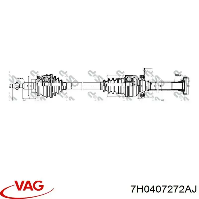 Купить 7H0407272AJ VAG Вал приводной правый