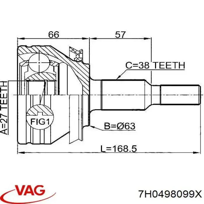 ШРУС наружный передний 7H0498099X VAG