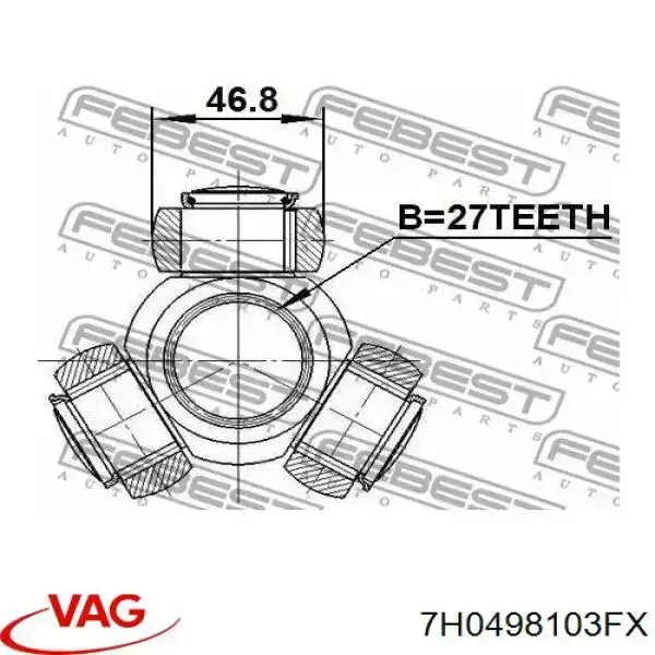 Купить 7H0498103FX VAG Пыльник гранаты внутренний, передней полуоси