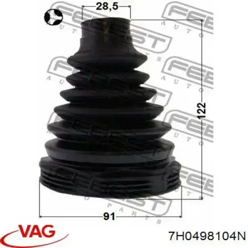 Шарнир угловых скоростей передний левый VAG 7H0498104N цена, от 140.52 USD