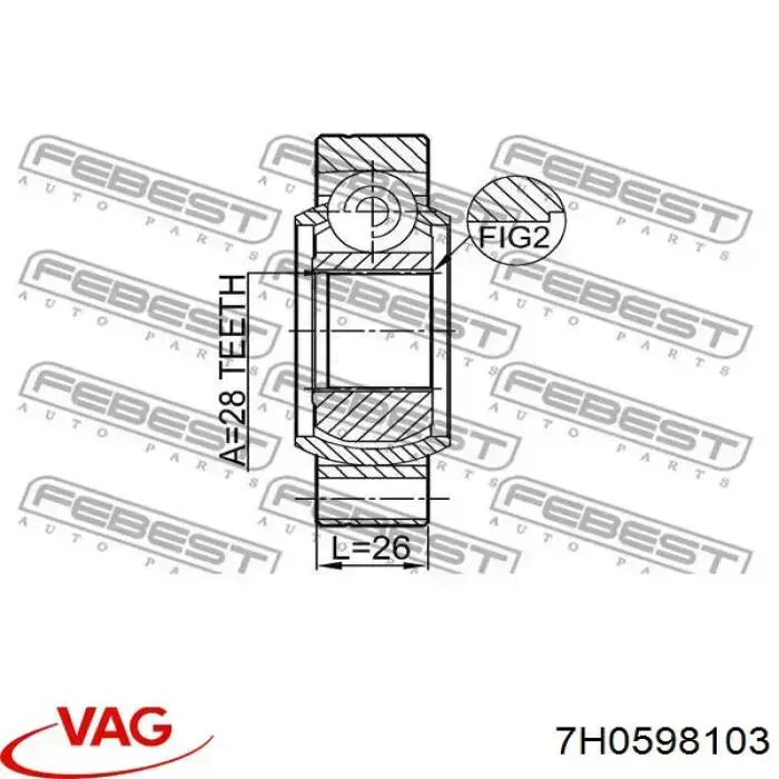 ШРУС внутренний задний VAG 7H0598103