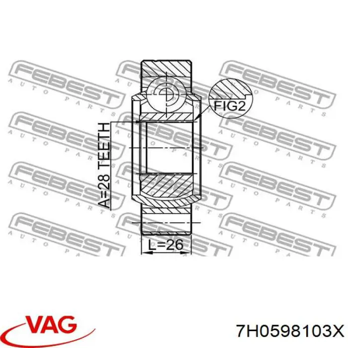 Шарнир угловых скоростей внутренний задний VAG 7H0598103X цена, от 29.88 USD