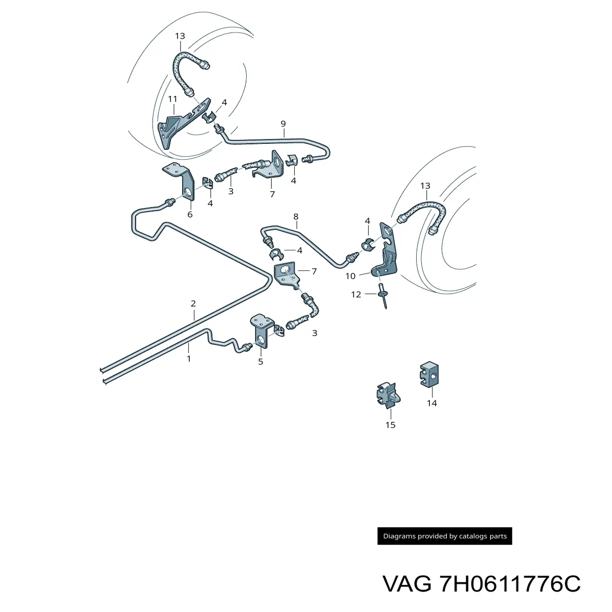 Шланг тормозной задний VAG 7H0611776C