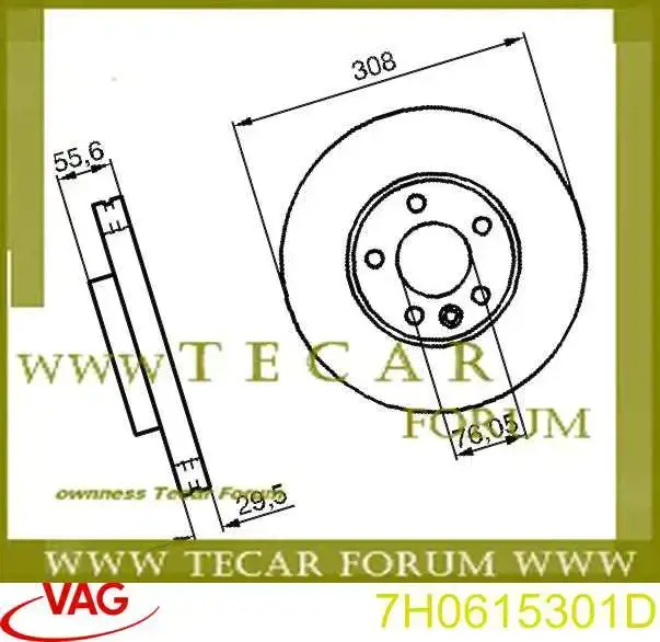 7H0615301D VAG диск тормозной передний