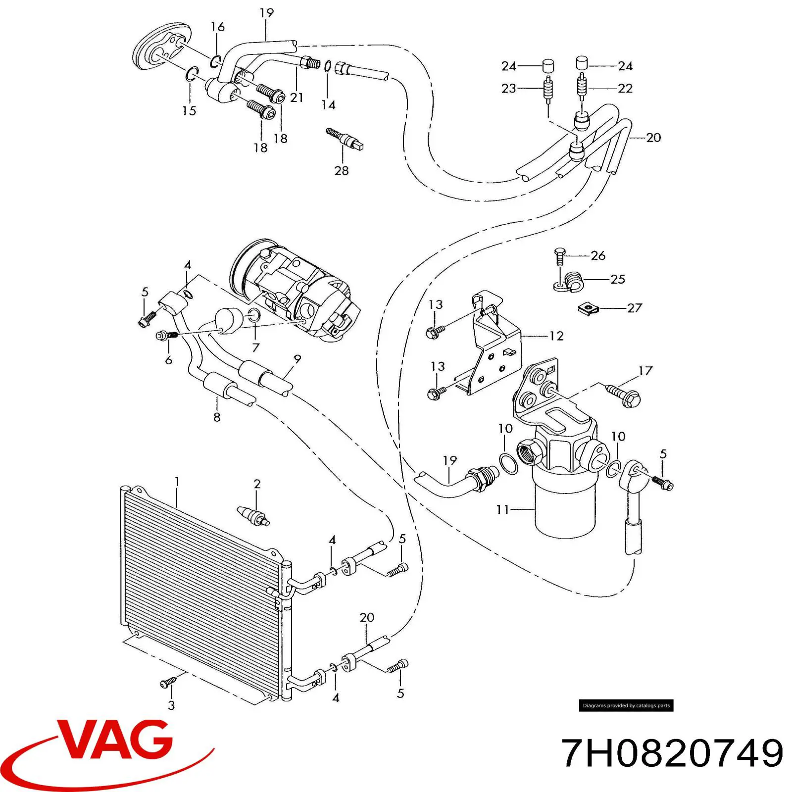 Кольцо уплотнительное трубки кондиционера VAG 7H0820749