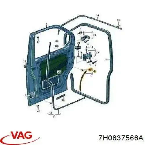 Уплотнитель двери передней правой (на двери) VAG 7H0837566A цена, от 18.09 USD