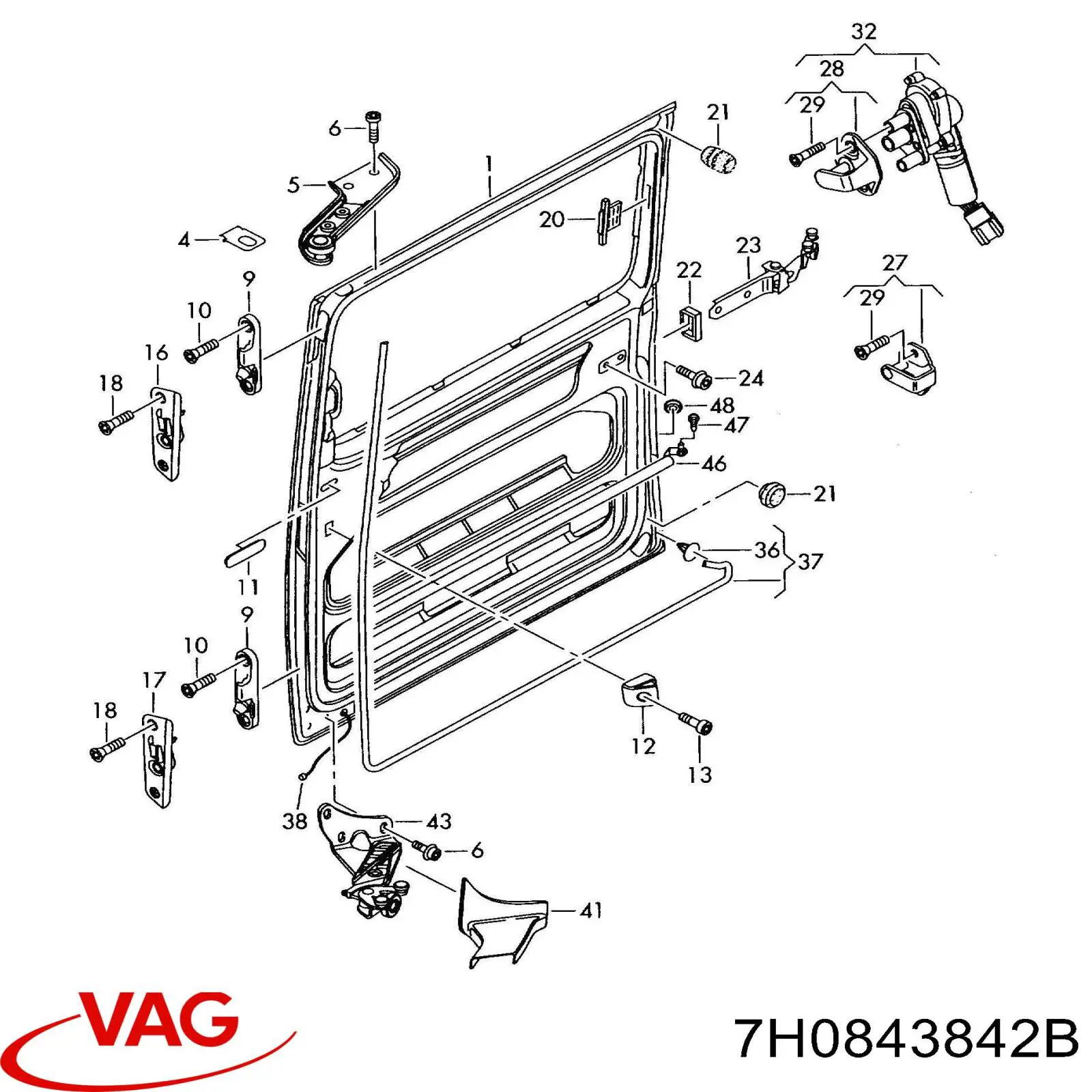 7H0843842B VAG grade superior de proteção da porta deslizante