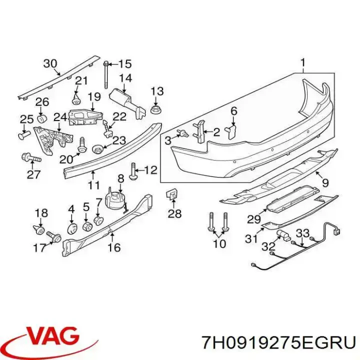 Sensor Alarma De Estacionamiento Trasero 7H0919275EGRU VAG