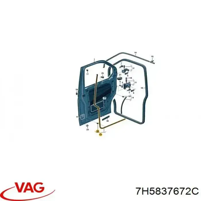 Уплотнитель двери передней правой (на двери) VAG 7H5837672C цена, от 38.98 USD
