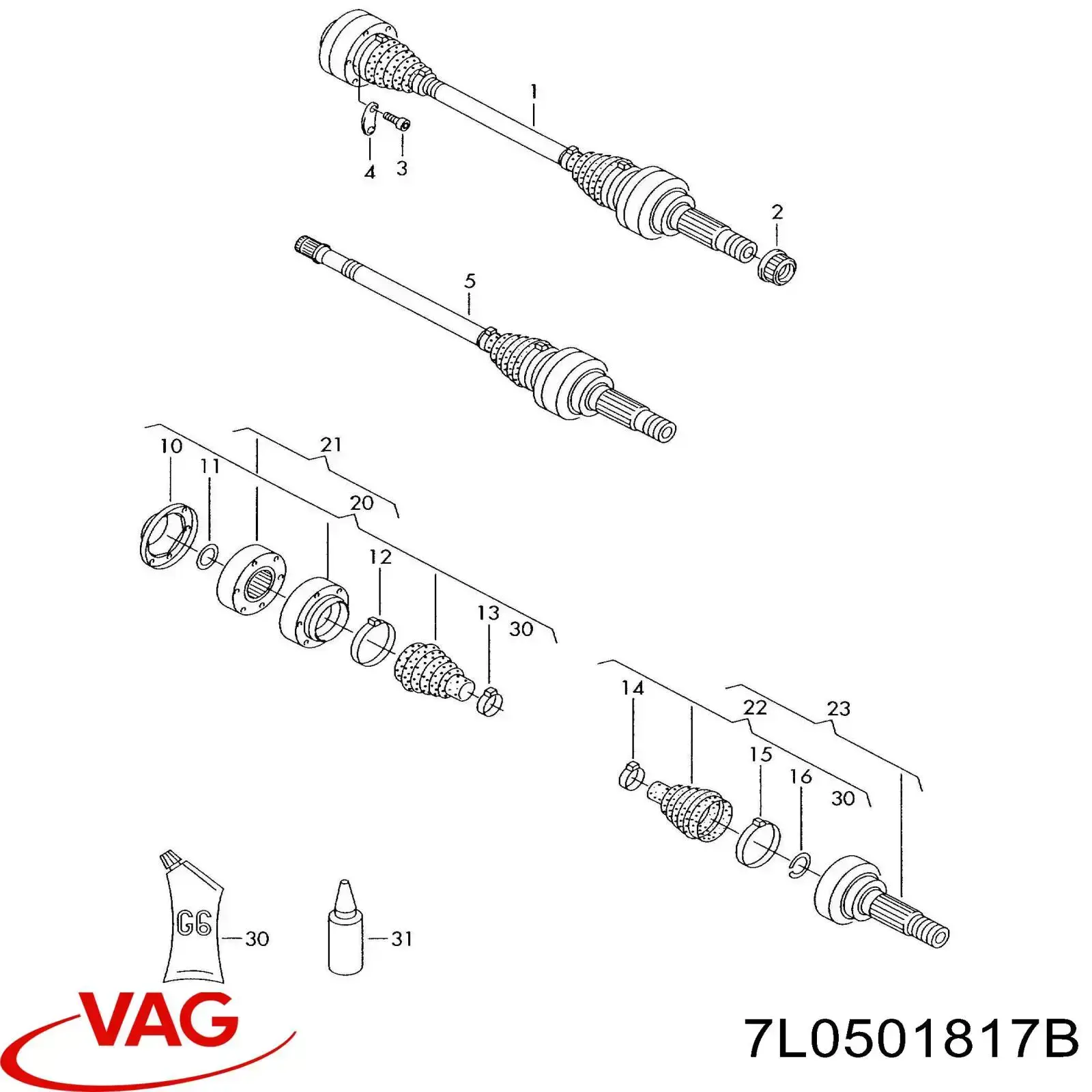7L0501817B VAG Привод задний