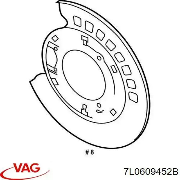 7L0609452B VAG proteção direita do freio de disco traseiro