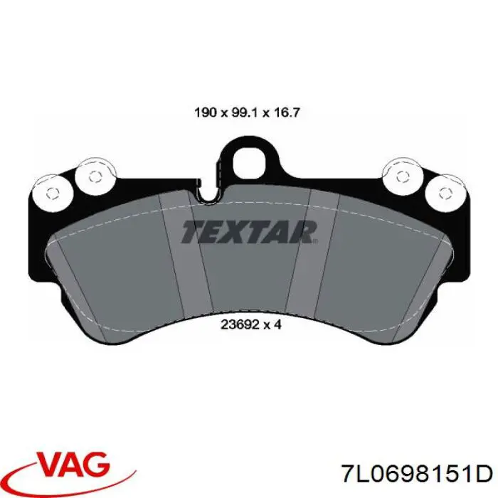 Купить 7L0698151D VAG Колодки тормозные