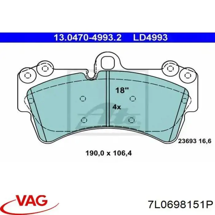 Sapatas do freio dianteiras de disco VAG 7L0698151P preço, a partir de 100,03 USD