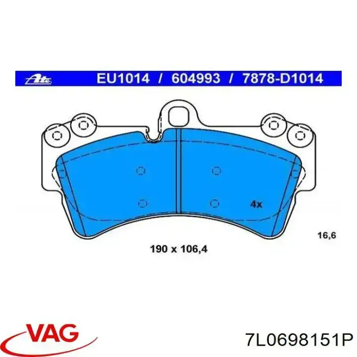 Compre 7L0698151P VAG Sapatas do freio dianteiras de disco